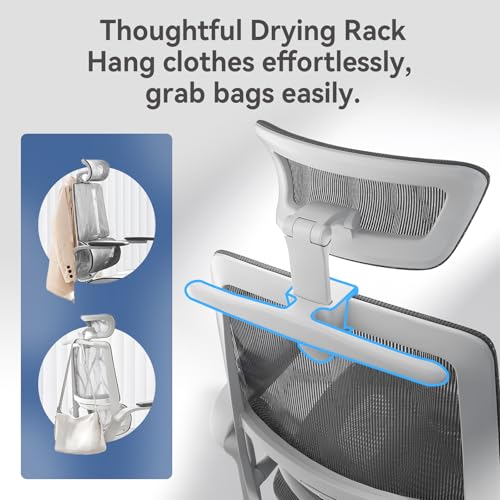 SIHOO M59AS Ergonomic Office Chair, Desk Chair with 3D Flip-up Armrests, Computer Chair with Dual Back Design and Adaptive Dynamic Lumbar Support