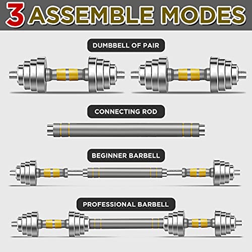 PHOEROS Adjustable Dumbbell Set - 44/66/88 LBS weights set, Dumbbell Barbell 3 in 1