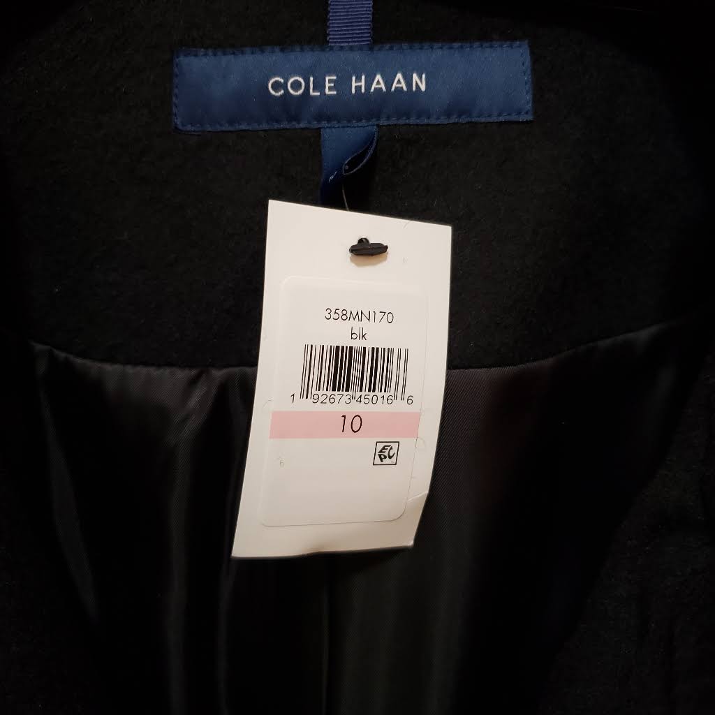 Cole Haan Wool Blend Zip Font Hooded Coat Black 10 at Hautelook