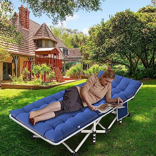2 Pack Camping Cot with Mattress Comfortable Cot Bed Folding Cot Heavy Duty Cots for Sleeping with Carry Bag for Adults Kids Guest Bed Outdoor Indoor