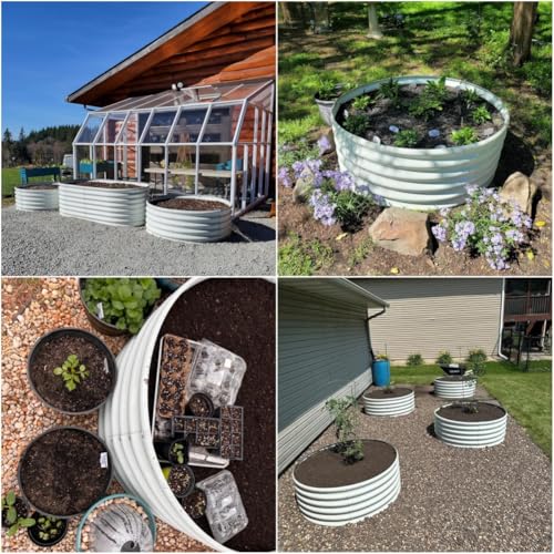 A ANLEOLIFE 8X4X1.5 ft Galvanized Raised Garden Beds Outdoor, Oval Large Metal Planter Box for Planting Vegetables Flowers Herb