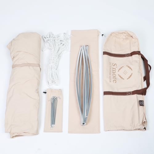 S'more Canvas Bell & Teepee Camping Tent, Water Resistant, Hot Tent with Stove Jack, 4 Season Outdoor Glamping Tent
