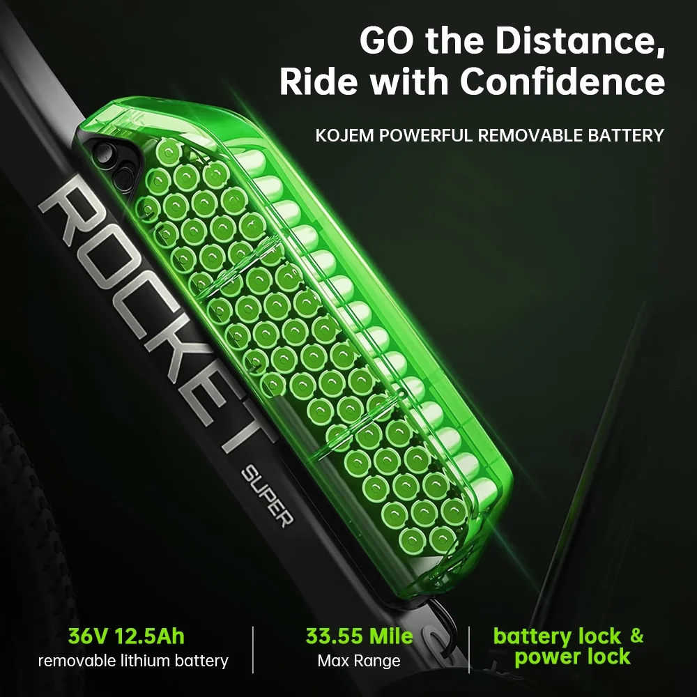 Ecotric 26 Inch Fat Tire Electric Bicycle Powerful 500 W Motor 36 V/12.5 Ah Removable Lithium Battery Beach Snow Shock Absorption Mountain for Adults