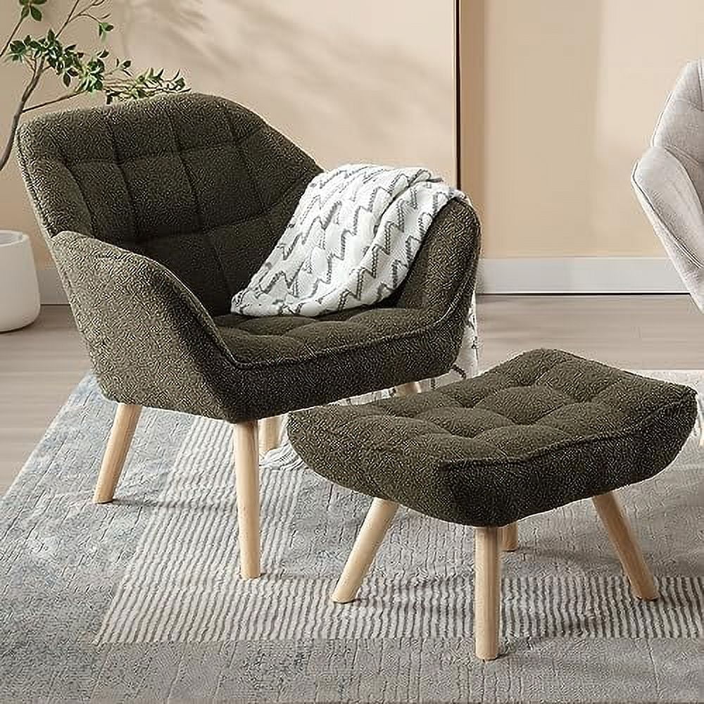 YZboomLife Small Loveseat for Bedroom 2-Seat Mini Sofa Couch with Wingback and Wood Legs for Living Room Apartment Small Space Fluffy Love Seat