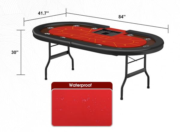COLOR TREE Foldable Blackjack Poker Table, 84" Premium Texas Hold'em with Cup Holders, Padded Rails, Stylish Blue Design