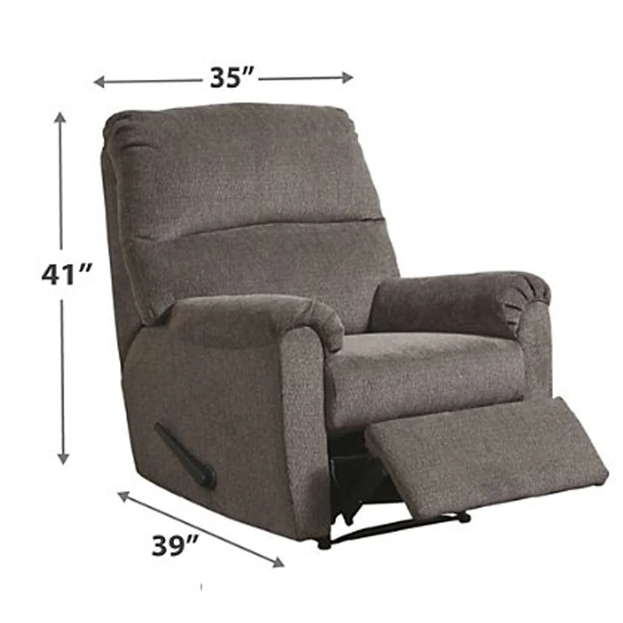 Fabric Upholstered Zero Wall Recliner with Pillow Top Armrests Gray- Saltoro Sherpi
