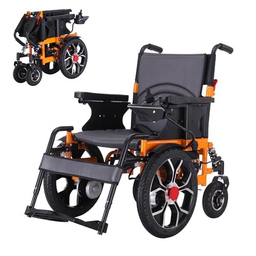 Foldable Electric Wheelchairs for Adults, All Terrain Heavy Duty Electric Wheelchair,Powerful Dual Motor Motorized Wheelchair for Seniors