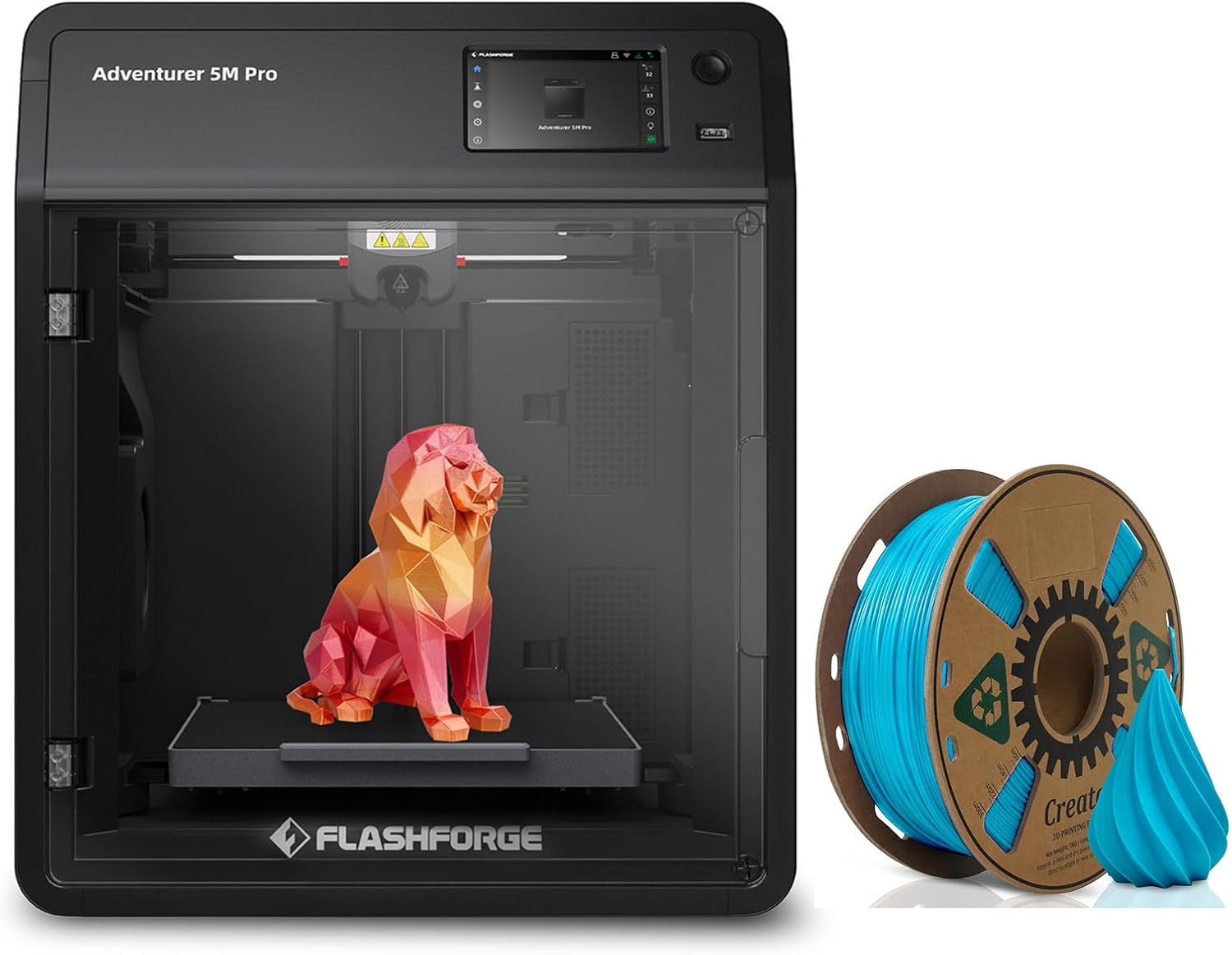 Flashforge Adventurer 5M Pro 3D Printer with Extra 1KG HS PLA Cyan Filament