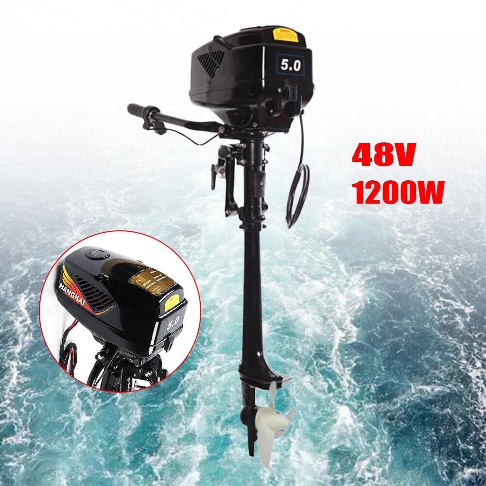 HANGKAI Electric Outboard Motor 1200W  Pure Copper Core Brushless Motor Fishing Boat Engine Long Shaft 48V Omni-directional Rotary Joystick W/ 90°