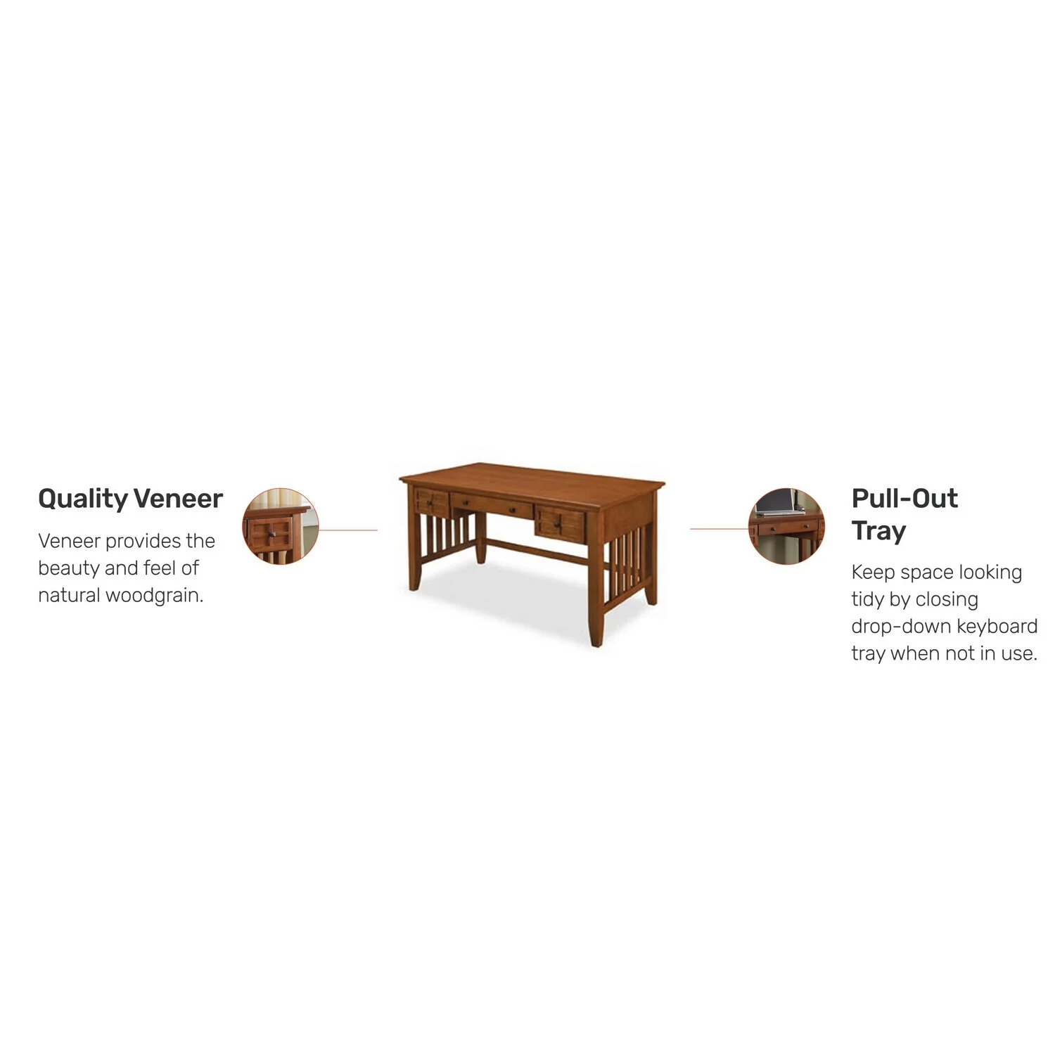 Homestock Mediterranean Mingle Brown Wood Executive Desk