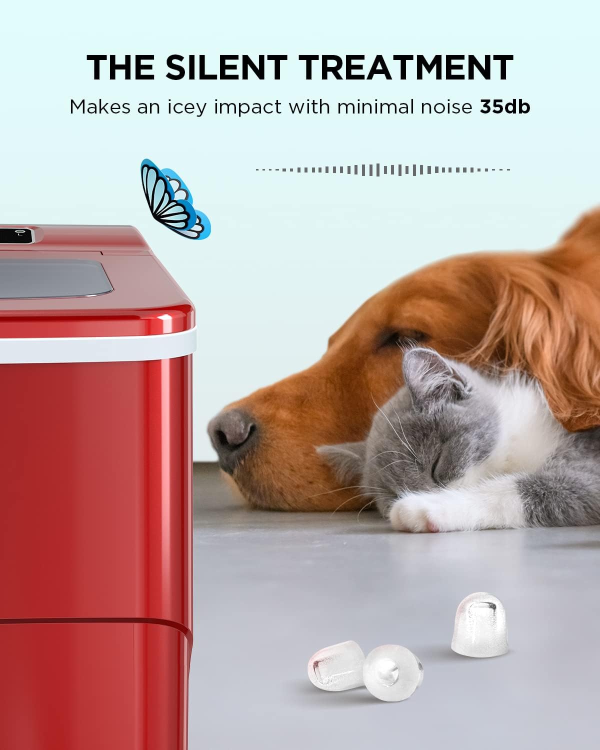 Silonn Ice Maker Machine for Countertop, 9 Bullet Cubes Ready in 6 Minutes, 26lbs 24Hrs Portable Self-Cleaning