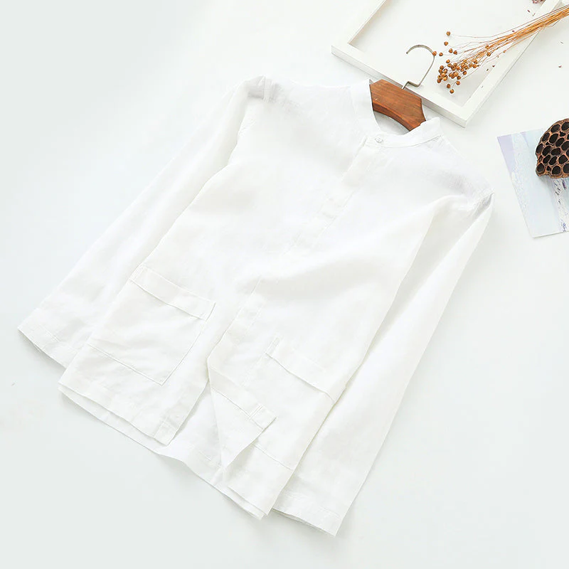 Men's 100% Linen Casual Shirts With Pockets B003