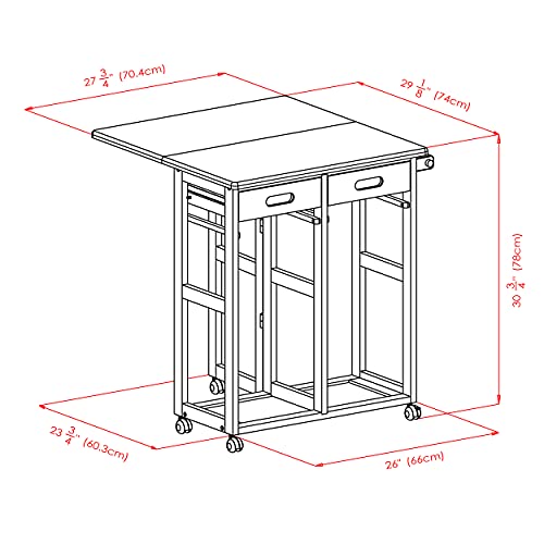 Winsome Suzanne Space Saver Set, for Kitchen, 33", Coffee