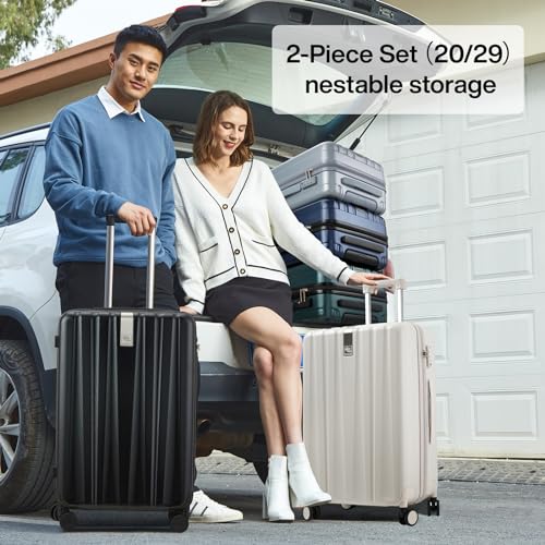 Hanke 29 Inch Luggage Suitcases With Spinner Wheels Lightweight PC hardside Rolling Suitcase With Travel Lock, Checked-Large 29-Inch(Blackish Green)