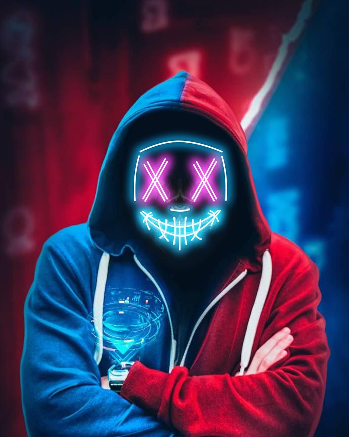 Depointer Halloween Scary Mask Cosplay Led Costume Mask EL Wire Light up Halloween Festival Party
