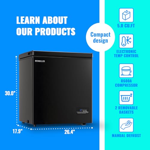 Deep Chest Freezers (Down to -12-50℉) with TWO Removable Baskets Freestanding DEMULLER Freezers