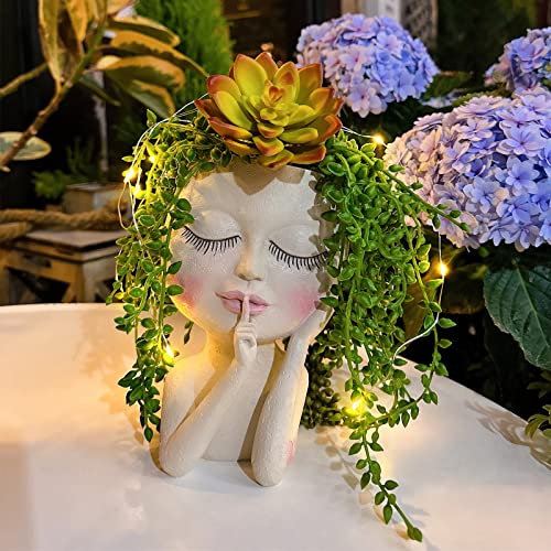 Solar-Face Flower Pot Head Planter Pots