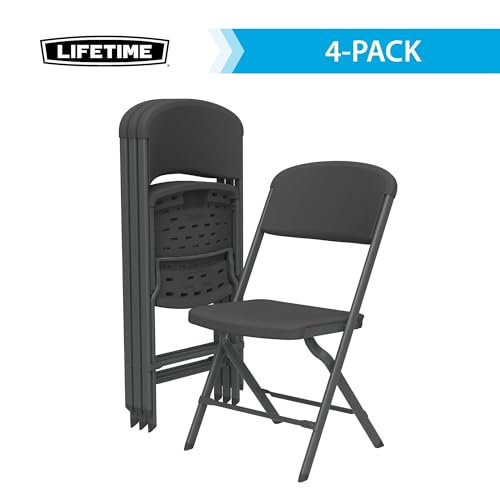 Lifetime Folding Chairs, Heavy Duty Foldable Chair Contoured for Comfort, 4-Pack