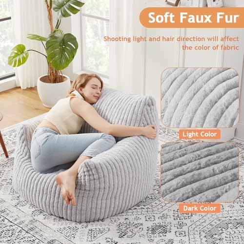 Giant Bean Bag Chairs for Adults with Filling Plush Fluffy Bean Bag Chairs for Teens with Armrests Comfy BeanBag Lazy Couch Sofa Chair for Bedroom