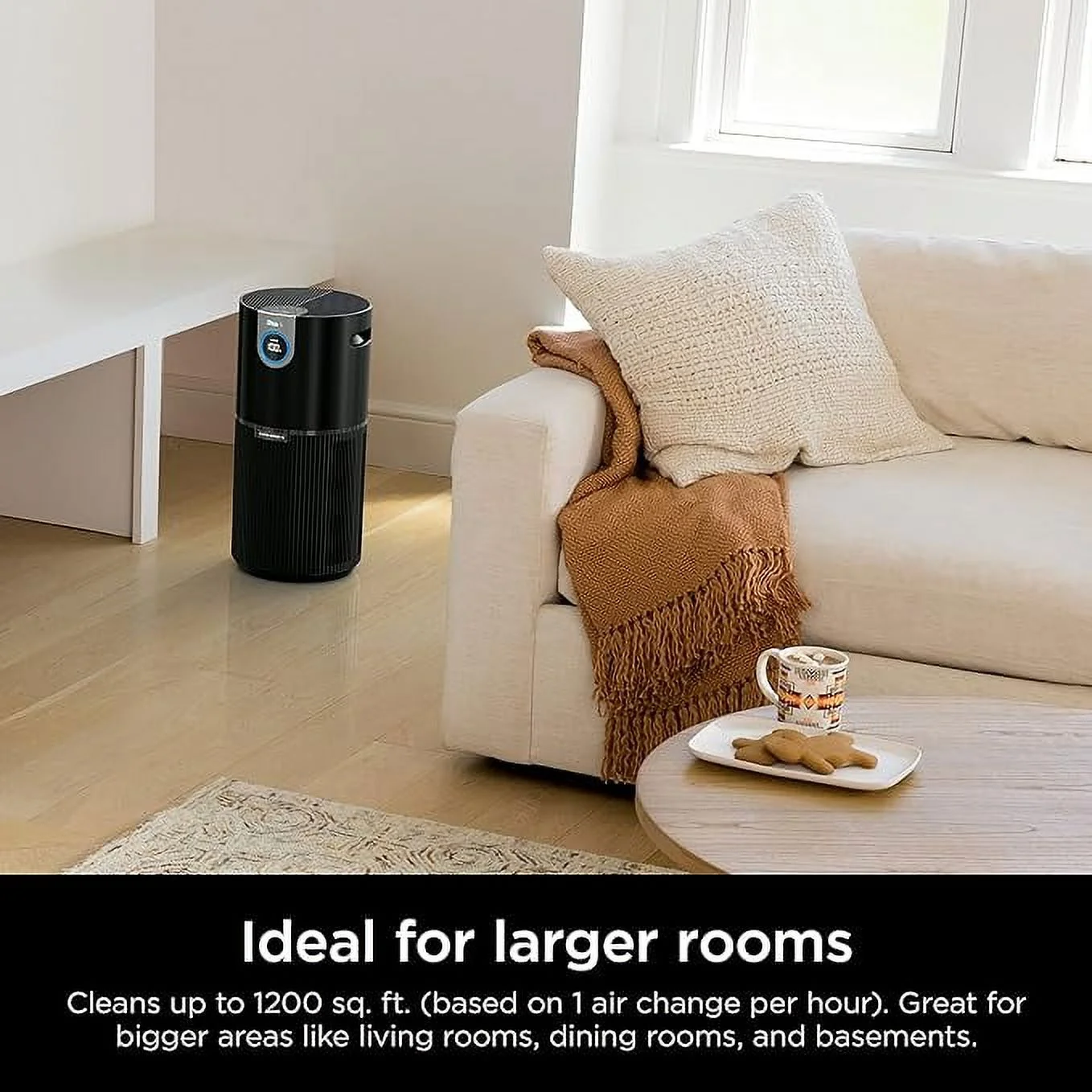 Restored Open Box Shark Clean Sense Air Purifiers Home Office Bedroom HEPA Filter HP202 - BLACK (Refurbished)