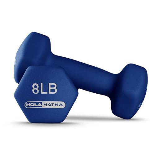 HolaHatha Neoprene Dumbbell Free Hand Weight Set with Rack, Ideal for Home Exercises to Gain Tone and Definition