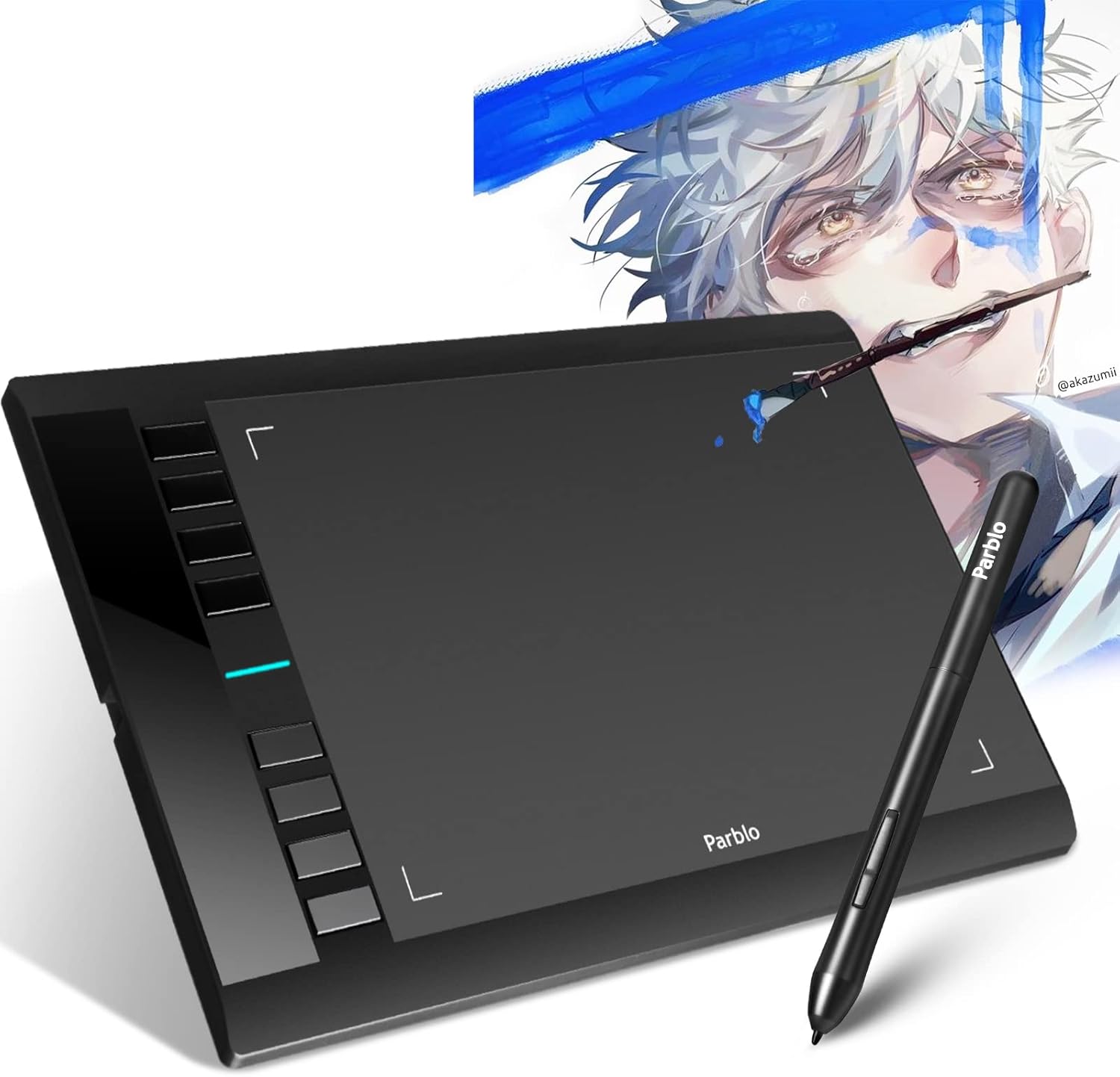 Parblo A610 V2 Graphic Drawing Tablet, 10 x 6 inch Large Area Art Pen Tablets with 8 Hot Keys, Battery-Free Stylus 8192 Pen Pressure