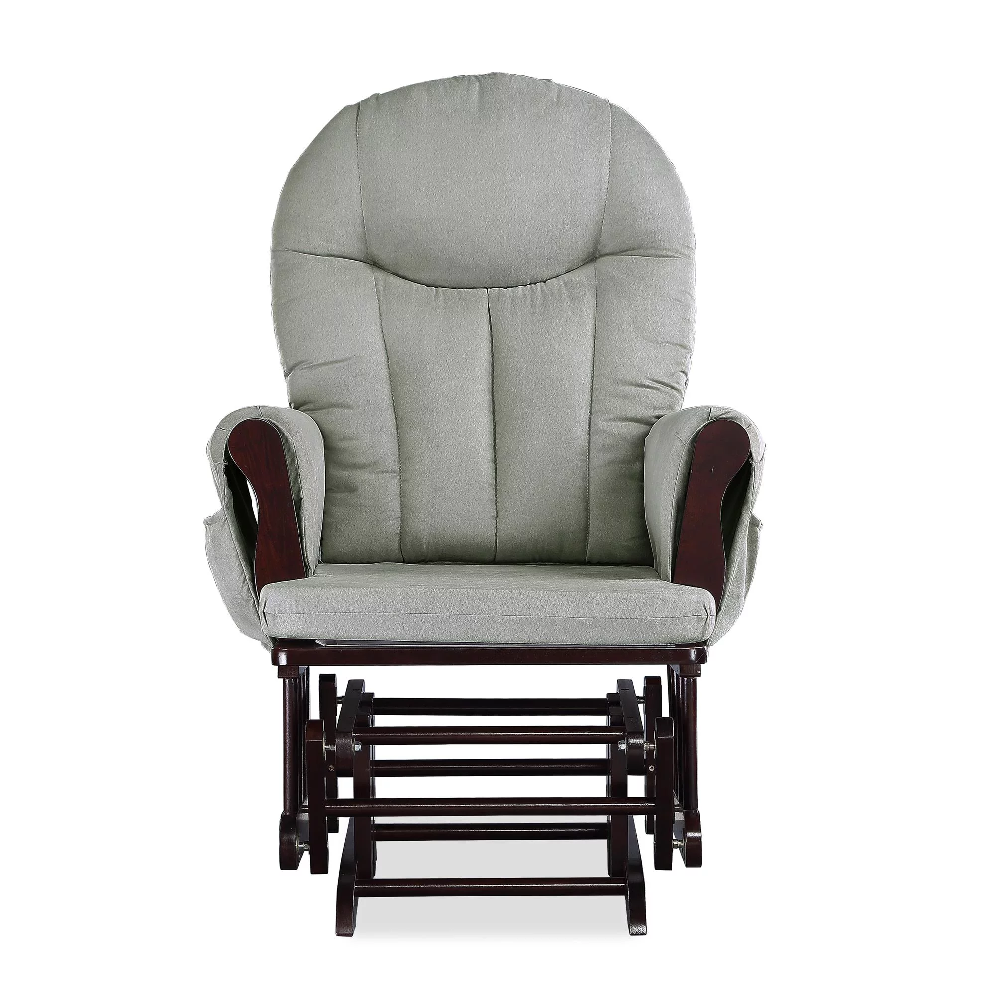Baby Relax Huntington Glider Rocker with Storage and Ottoman, Espresso Finish with Gray Cushions