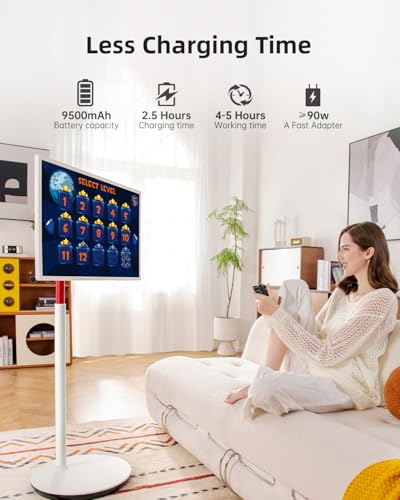 25 Inch Portable TV - Smart Touch Screen with Google Play, Android 14, Qualcomm 8G RAM+128G Storage, 1080P Smart Handy TV with 8MP Camera and Battery