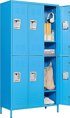 72" Metal Locker for Employees 3 Doors Blue Steel Storage Locker for Office, School, Gym - Metal Storage Cabinets for Home, Office, Gym, School