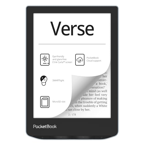 PocketBook Verse E-Reader | Eye-Friendly 6'' E-Ink Carta™ HD Touchscreen | Adjustable SMARTlight | Up to 1 Month of Battery Life | WiFi & Memory Card