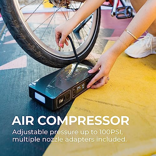 Halo Automotive Bolt Air 58830 mWh Portable Emergency Power Kit with Tire Pump, 4 Interchangeable Air Nozzles, Extra Accessory Kit, Car Jump Starter