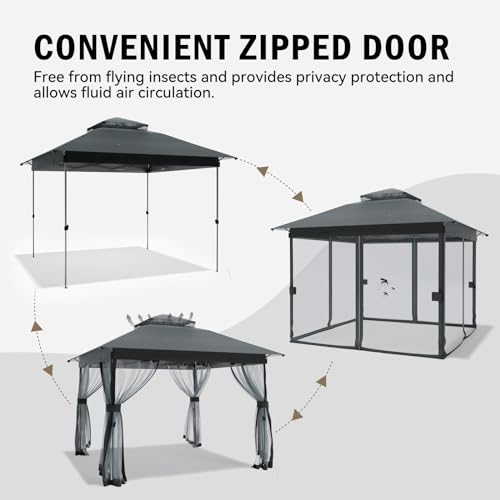 Outdoor Pop Up Gazebo 10x10 - Instant Canopy Tent with Mosquito Nettings