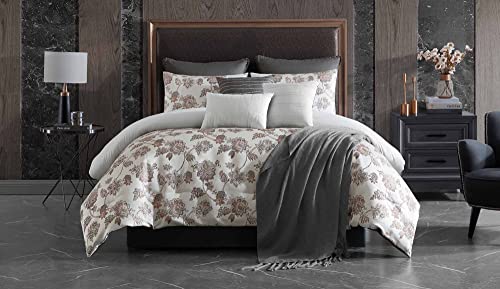 Riverbrook Home 100% Polyester Comforter Set, Queen, Hillcrest - Ivory/Gold, 9 Piece Set