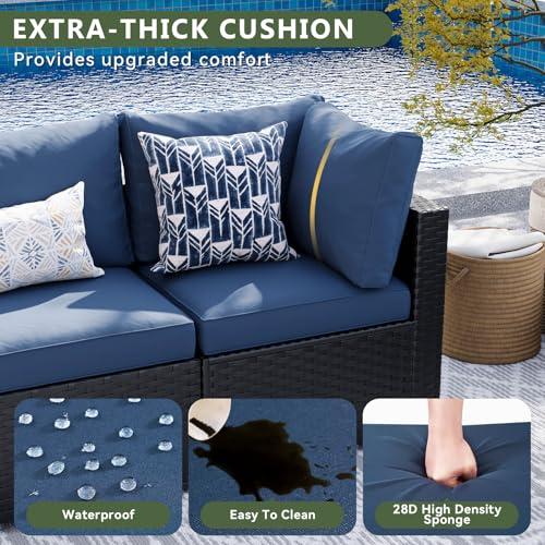 Aoxun 7 Piece Patio Furniture Set Wicker Rattan Patio Sectional Sofa Set Outdoor Seating Furniture with Thickened Cushion, Grey