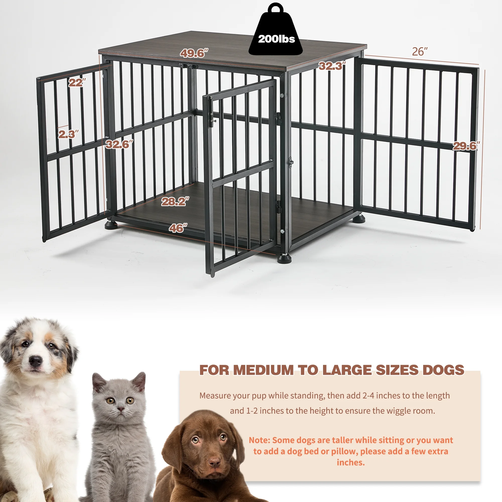ICLBC 48Inch Heavy Duty Dog Crate Furniture Style for Medium and Large Dogs, Wooden Dog Crate End Table