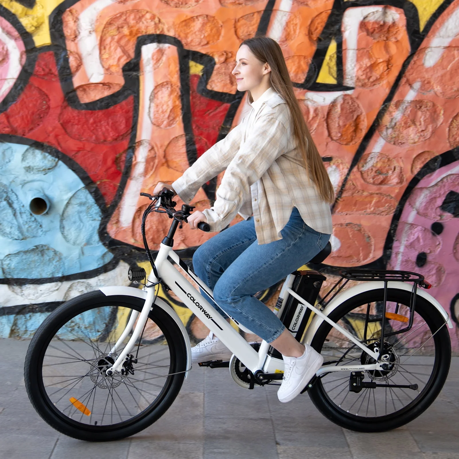 COLORWAY 26 Electric Bike for Woman, 500W Powerful Motor, 36V 12AH Removable Battery E Bike, , Max. Speed 19.9MPH Electric Bicycle