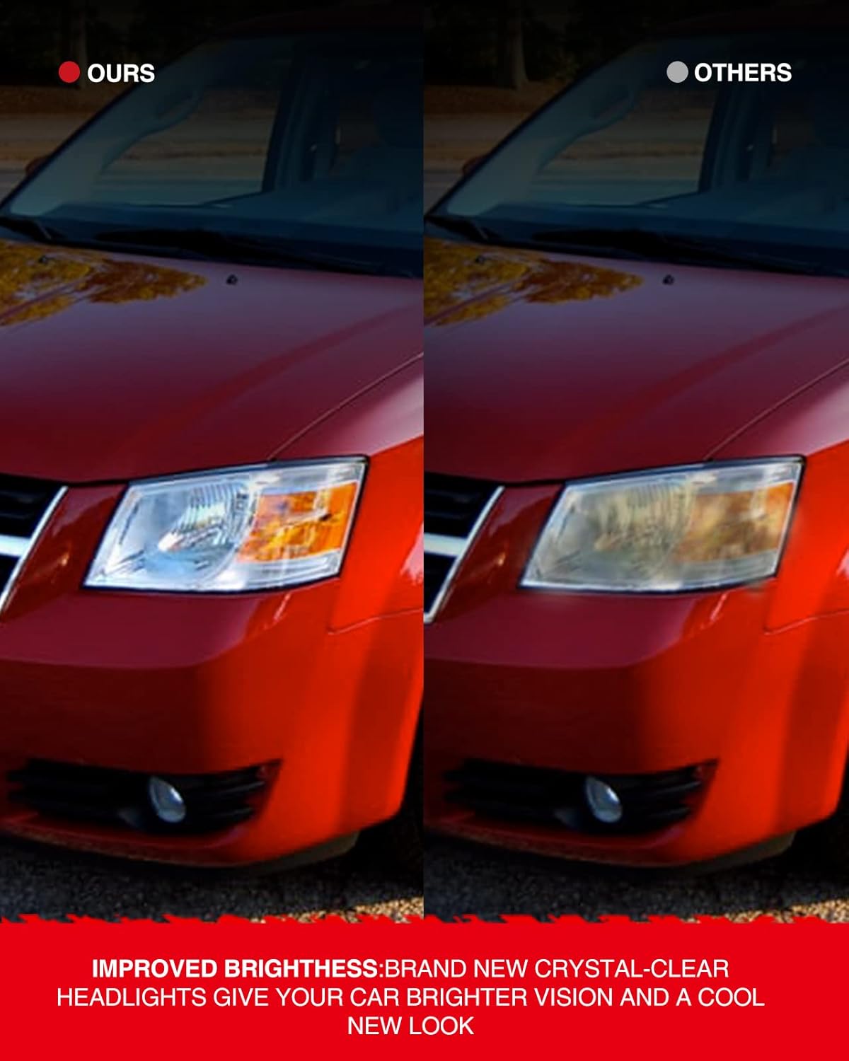 Torchbeam Headlight Assembly for 2008-2010 Caravan Headlights Chrome Housing Amber Reflector Clear Lens Passenger and Driver Side