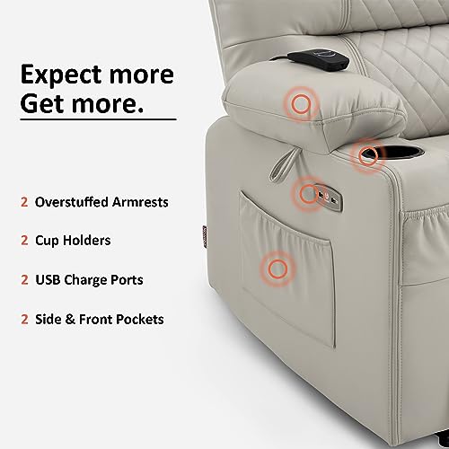 MCombo Zero Gravity Power Recliner Chair with Heat and Vibration Massage, Reclining Chair with USB Ports, Cup Holders for Living Room