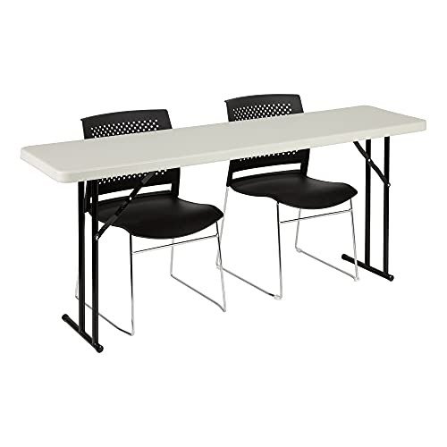 Norwood Commercial Furniture 6' Indoor/Outdoor Folding Training Table, Rectangular Blow-Molded Plastic Folding Training and Event Table, Gray