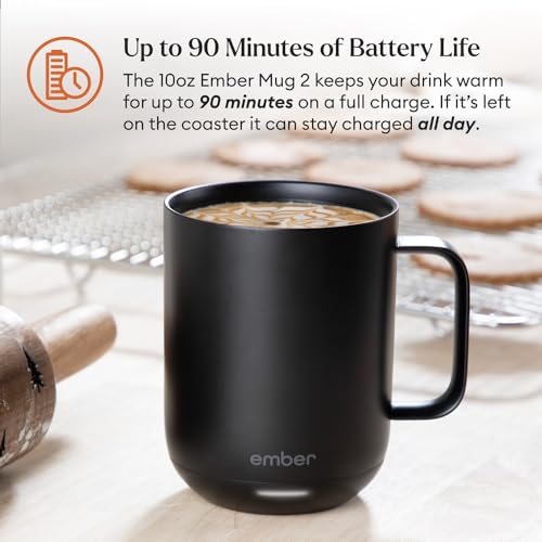Ember Temperature Control Smart Mug 2, 14 Oz, App-Controlled Heated Coffee Mug with 80 Min Battery Life and Improved Design, Black