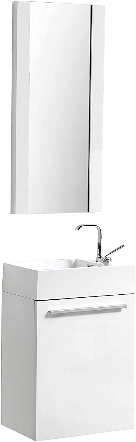 18 Inch Cart Oak Small Bathroom Vanity with Sink, Narrow Bathroom Vanity