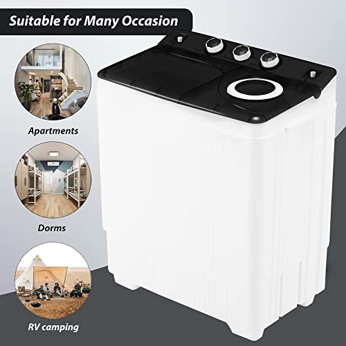 Portable Washing machine Mini Washer and Dryer Combo Compact Twin Tub Washing Machine Laundry Washer & Spinner with Built-in Gravity Drain