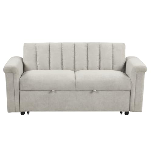 Pull Out Sofa Bed, Loveseat Sleeper, Convertible Soft Cushion Sofa Pull Bed,for Two People to Sit On, 2-in-1 Sofa Bed with Adjustable Backrest