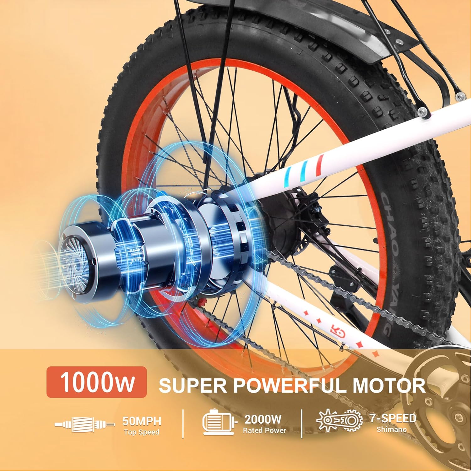 Da08 Electric Bike for Adults,1000W Brushless Motor,7-Speed with Removable 48V 15AH Battery