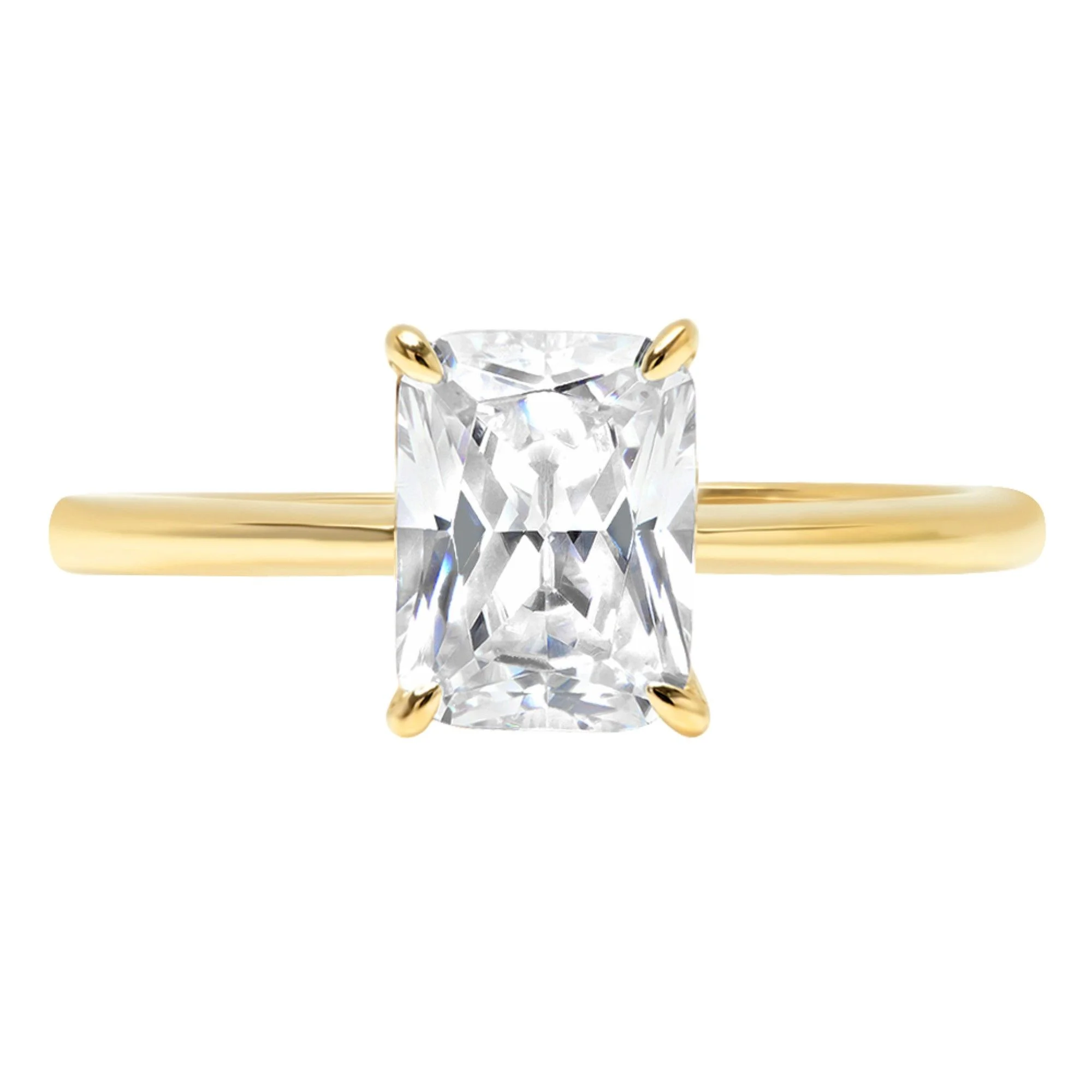 1.0 ct Radiant Cut Genuine Cultured Diamond VS1-VS2 G-H 14K Yellow Gold Solitaire Promise Wedding Statement Engagement Designer Ring size 8