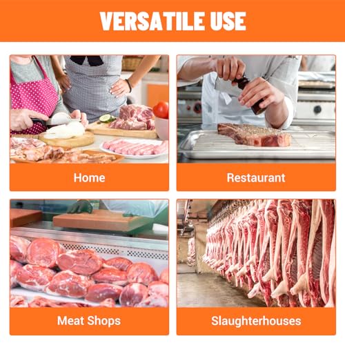 Commercial Electric Meat Saw, 750W Bone Saw For Butchering,110V Meat Bandsaw, Bone Cutting Machine with 2 Saw Blades,0.39-4.3 Cutting Thickness