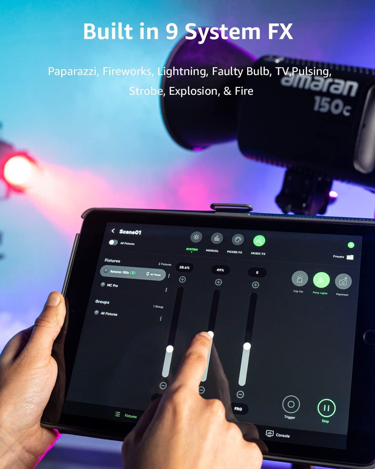 Amaran 300c RGB Studio Light, Bowen Mount LED Video Light with Hyper Reflector Support APP Control