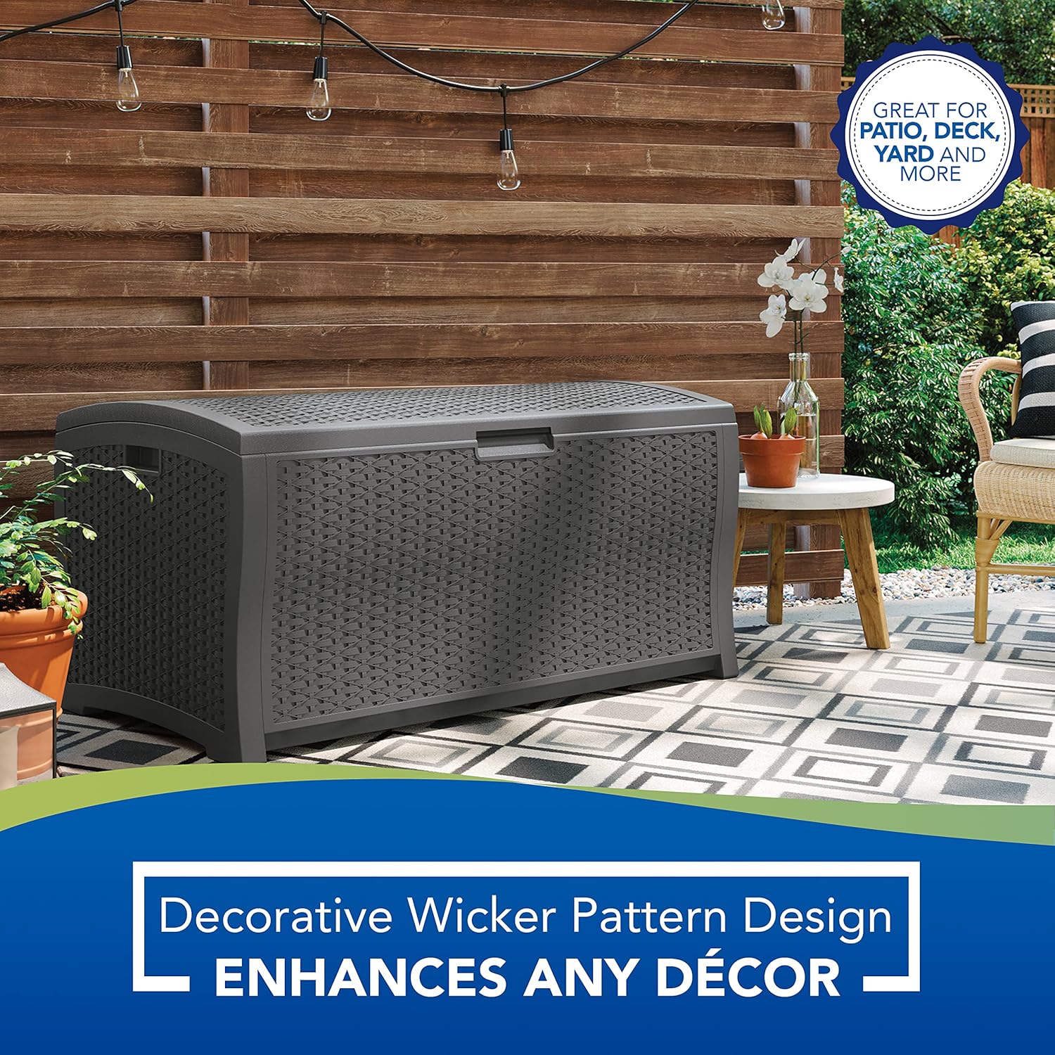 Suncast DBW9936P Extra Large Deck Box, Peppercorn