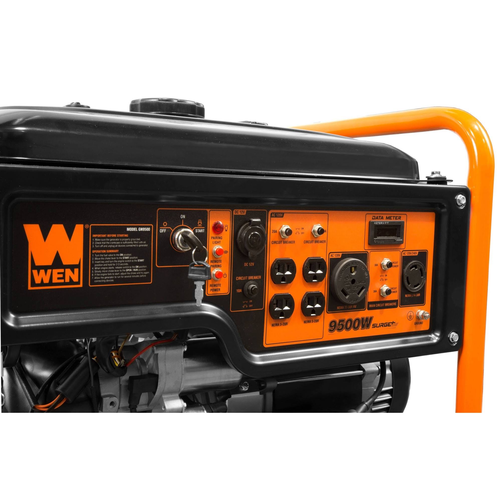 Wen GN9500 9500-Watt 420cc TRANSFER Switch and RV Ready 120V/240V Portable Generator with Remote Electric Start, Carb Compliant