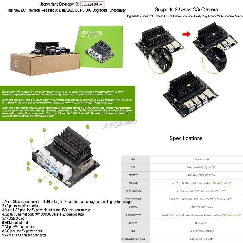 JetBot AI Kit Based on Jetson Nano to Build Smart AI-Based Robot JetBot with Front Camera Eye and ROS Nodes Code Dual Mode Wireless WiFi Bluetooth
